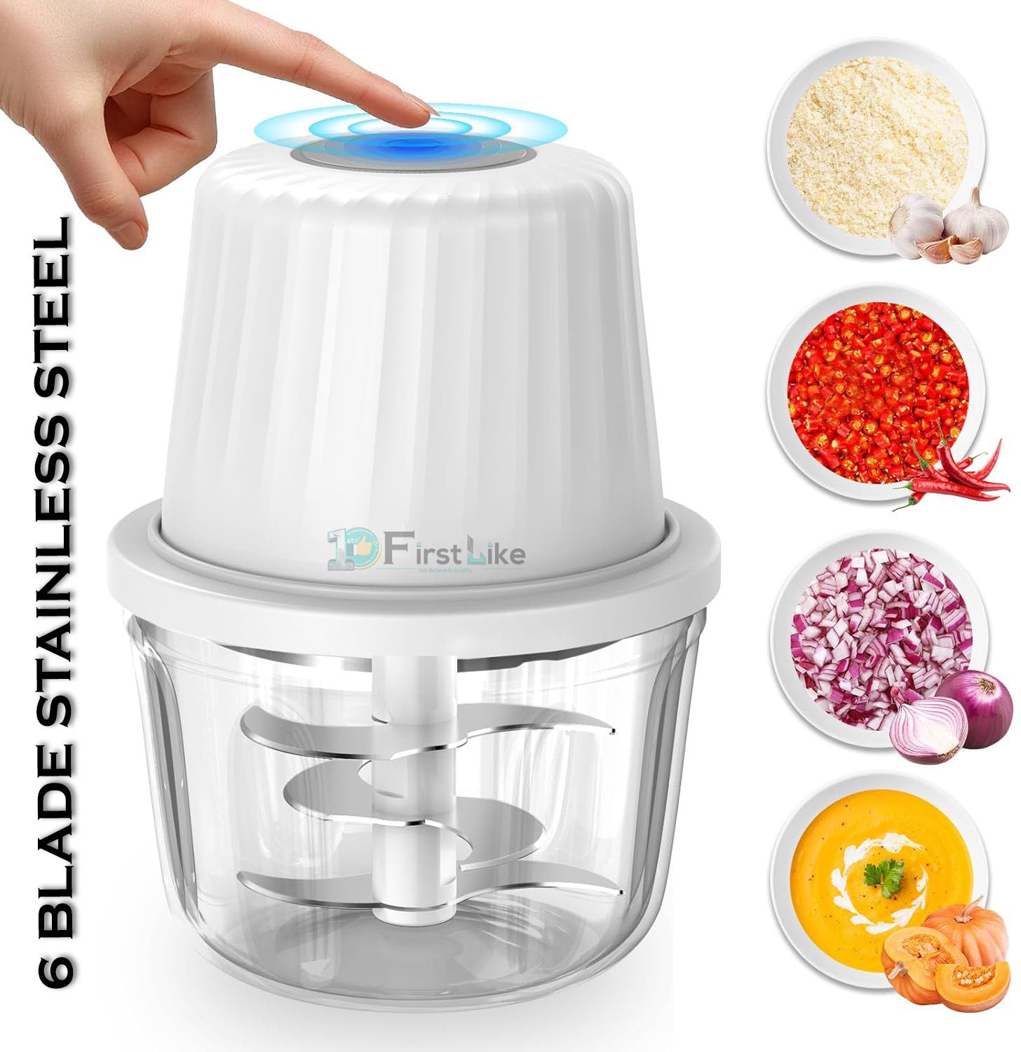 firstlike 400ML Rechargeable Mini Electric Chopper with Stainless Steel Blades for Kitchen Electric Vegetable & Fruit Chopper-picture-9