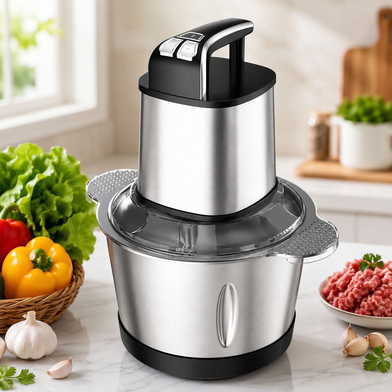 3L Electric Meat Grinder & Food Chopper, 300W,Vegetable Fruit Mixer Chopper Electric Vegetable & Fruit Chopper-image-10