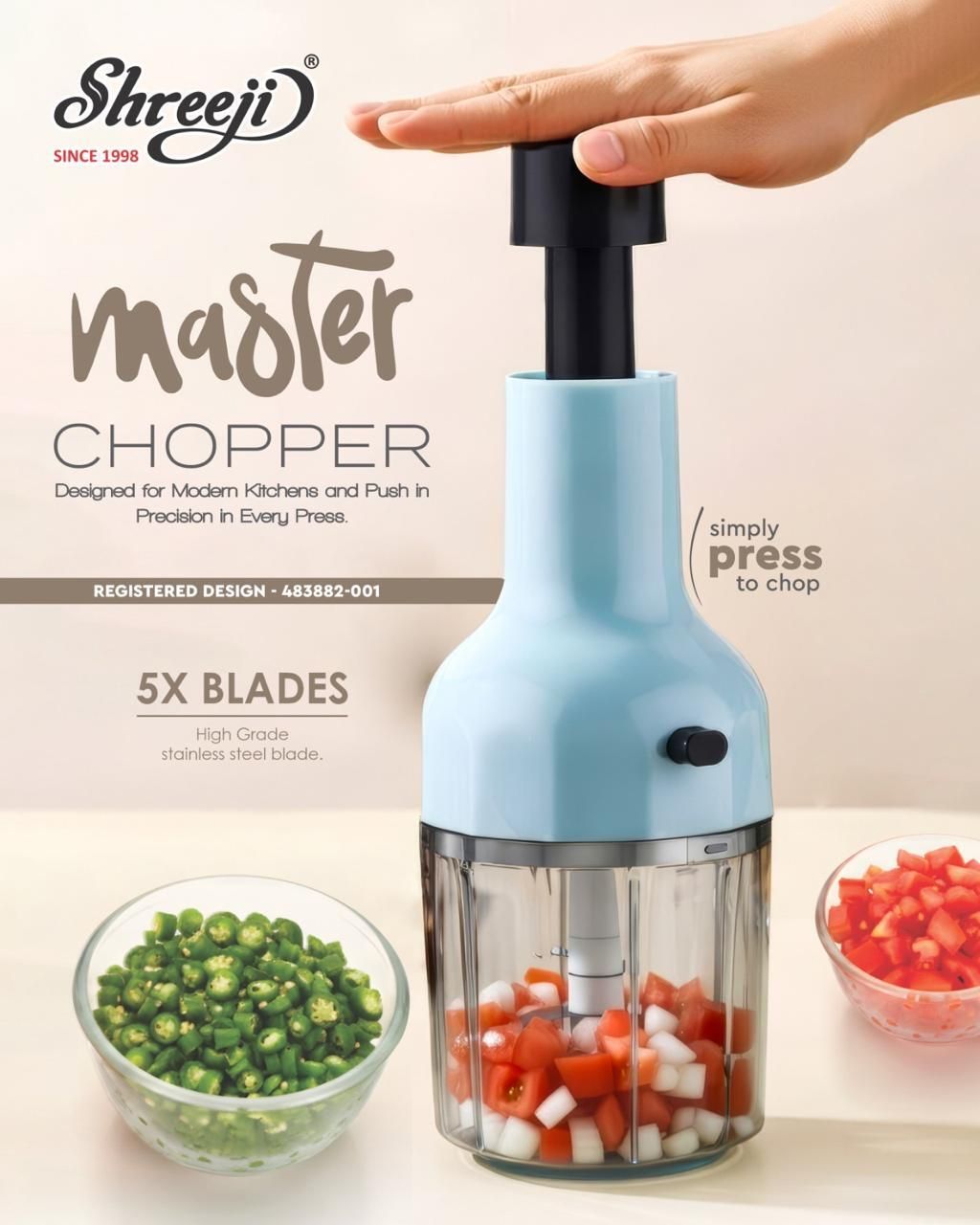 sombo enterprise Manual Push Chopper Pro Electric Vegetable & Fruit Chopper-picture-11