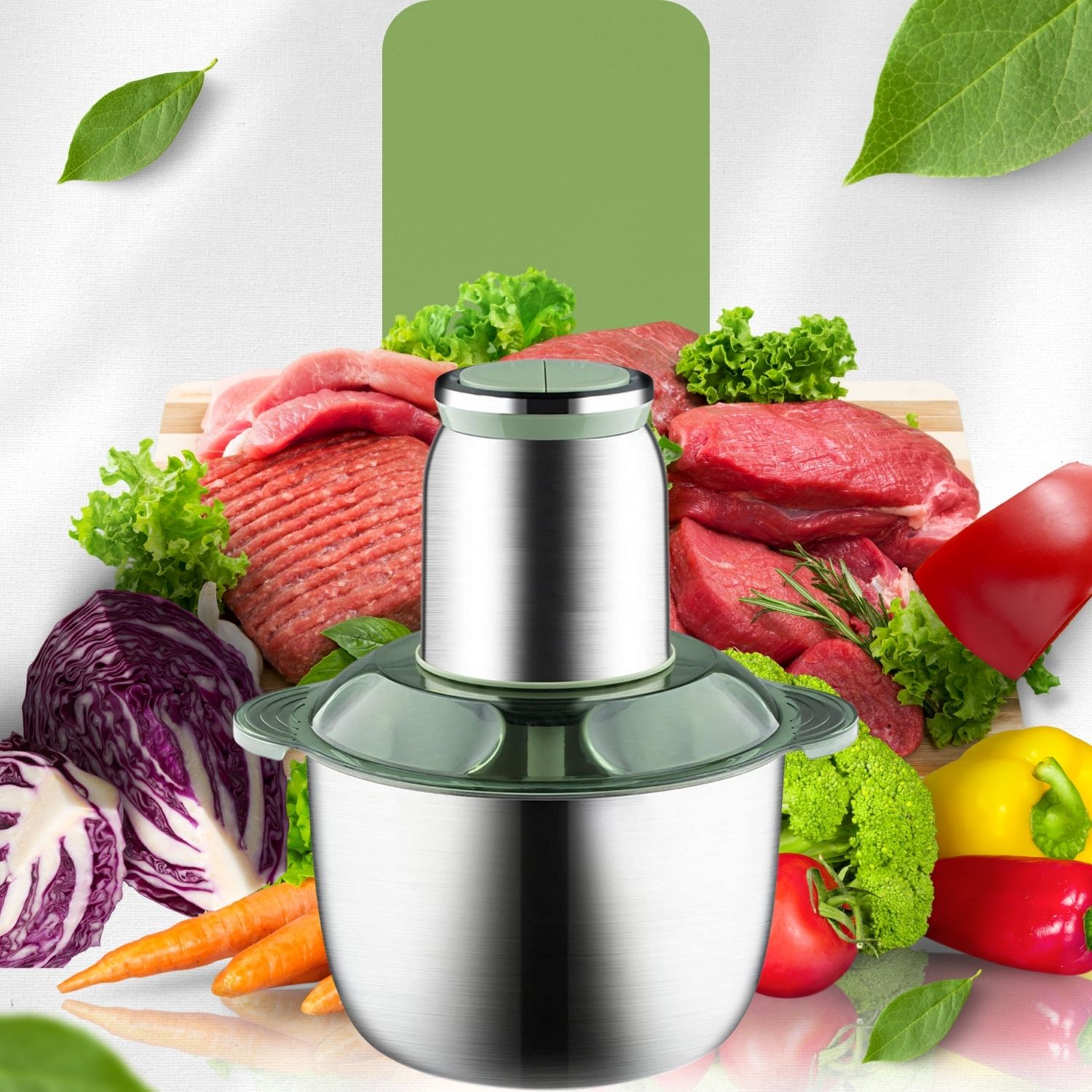 2L Food Processor Mincer Slicer Vegetable Machine,Electric Meat Grinder home use Electric Vegetable & Fruit Chopper-image-46