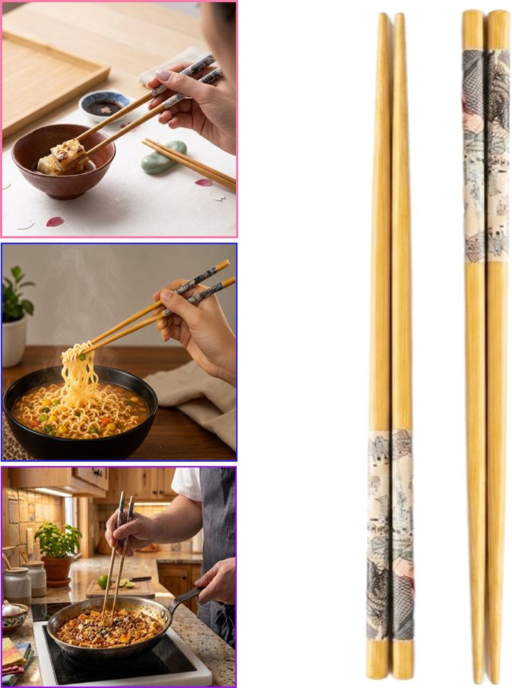 Eating, Chewing, Cooking, Decorative, Training Bamboo Chinese, Japanese, Korean, Vietnamese Chopstick-image-30
