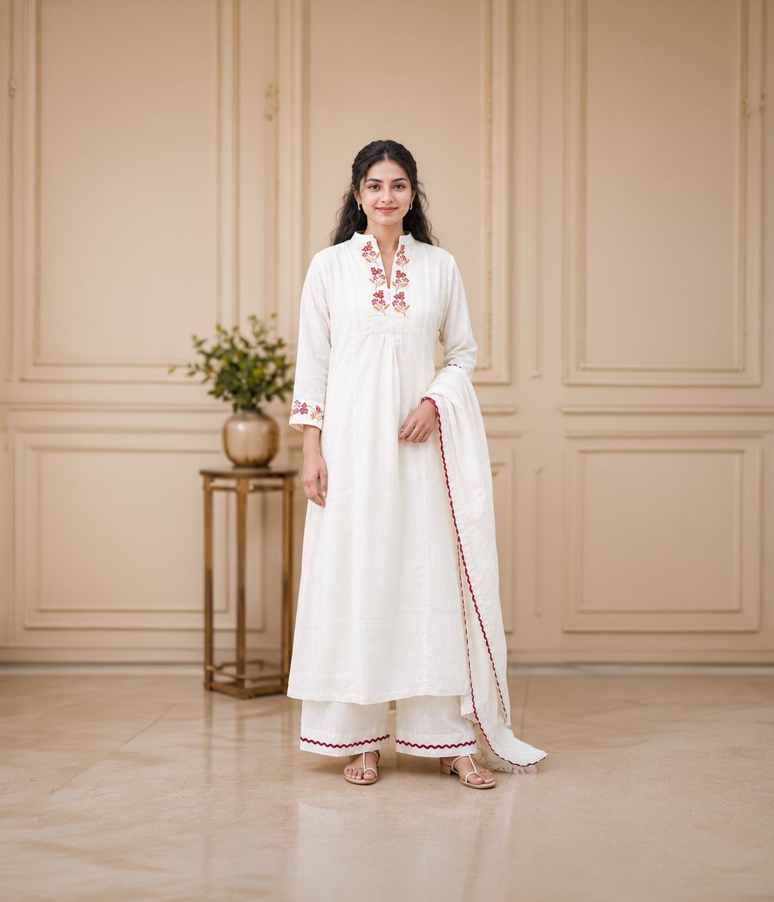 Cotton Linen Women Churidar-image-2