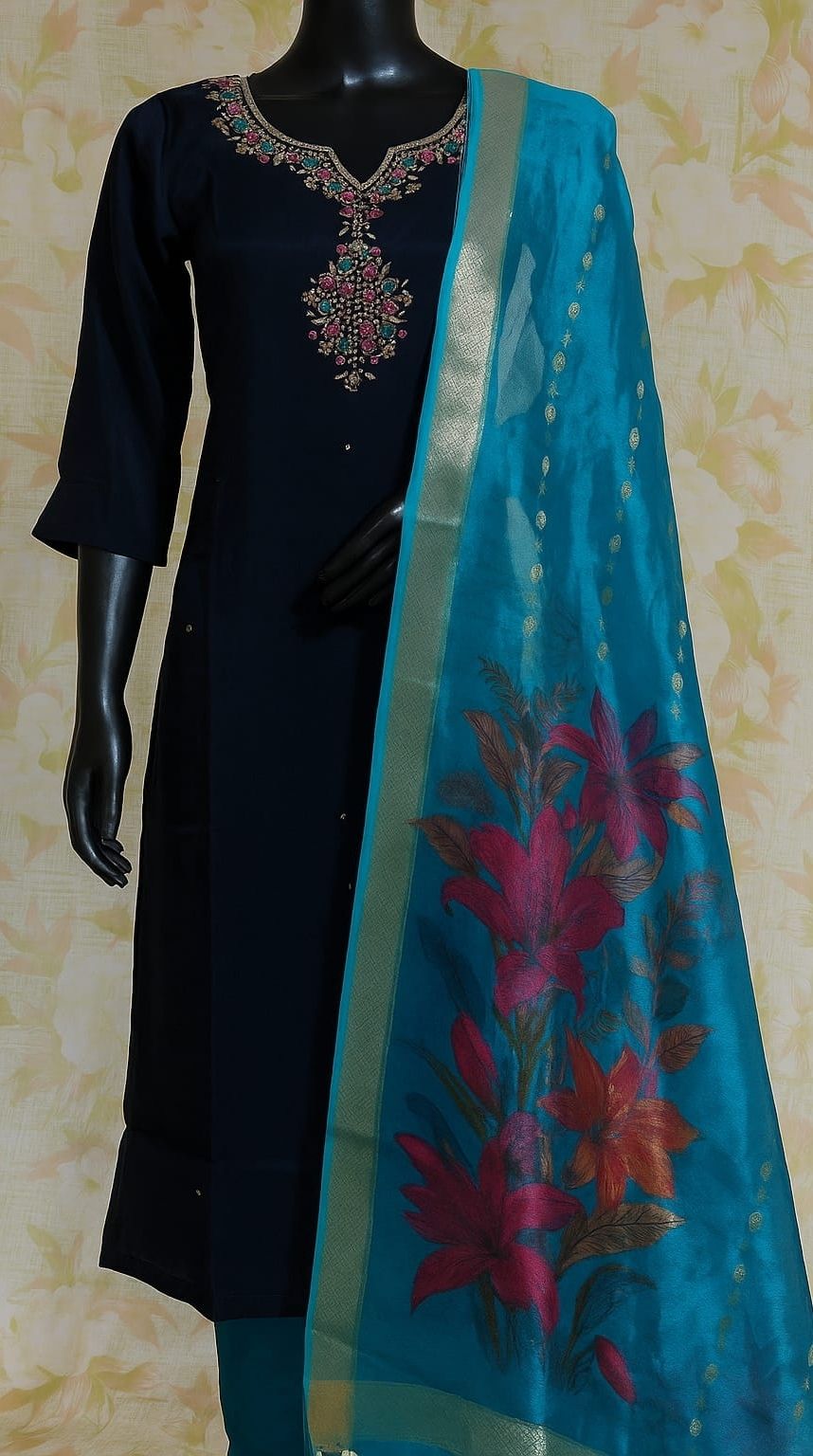 Dupion Silk Women Churidar-image-1