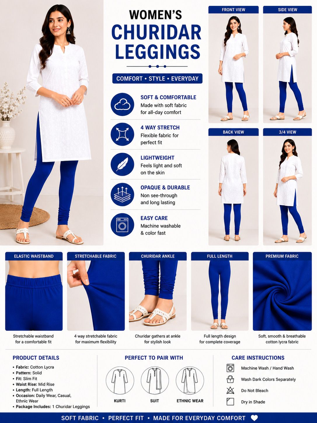 Cotton Lycra Blend Women Churidar-image-41