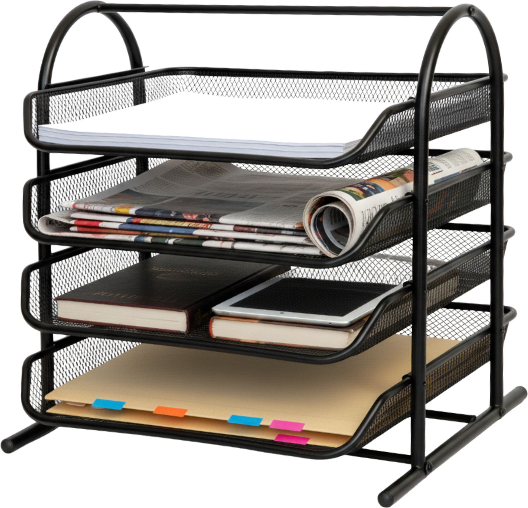 4 Compartments Metal Desk file Tray-image-9