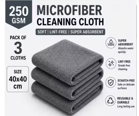 Premium 250 GSM Grey Microfiber Dry Microfiber Cleaning Cloth-image-35