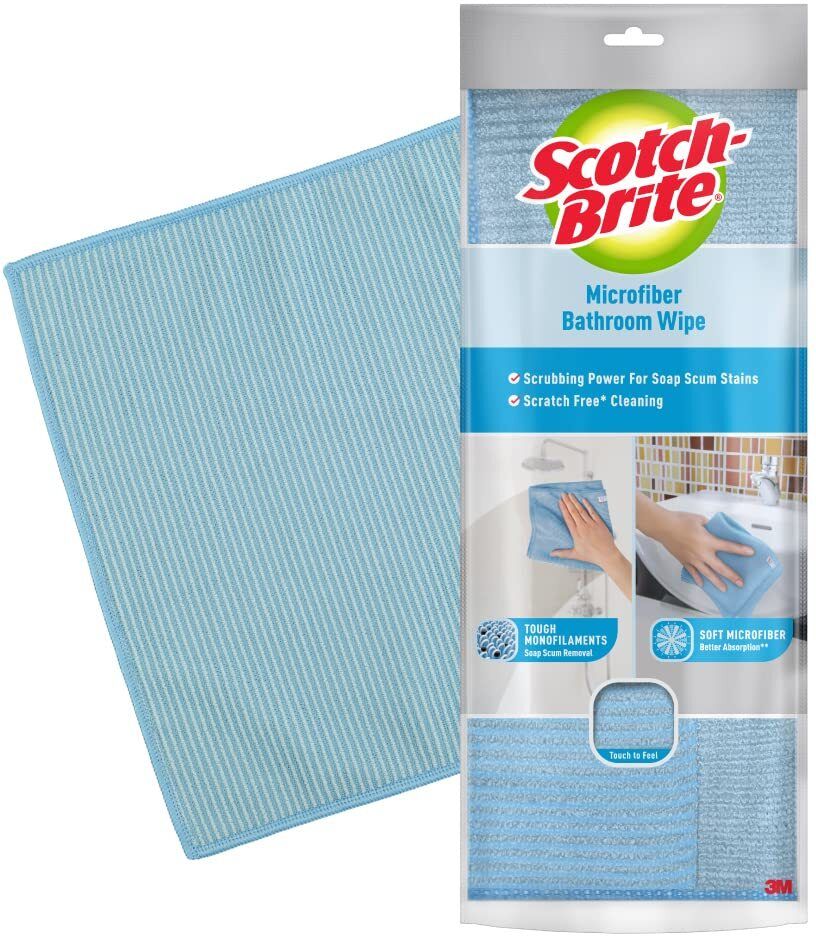 scotch-brite Microfiber Bathroom Wipe (Pack of 1 Blue) Wet and Dry Microfiber Cleaning Cloth-picture-12