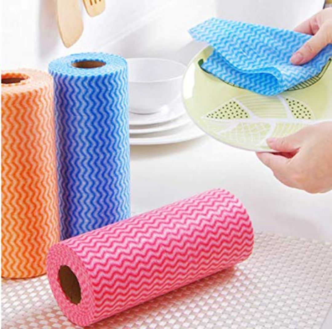 msclassy Reusable Scouring Pad 50pcs/Roll Non-Woven Fabric Cleaning Cloth Towels Kitchen Wet and Dry Non-woven Cleaning Cloth-picture-14