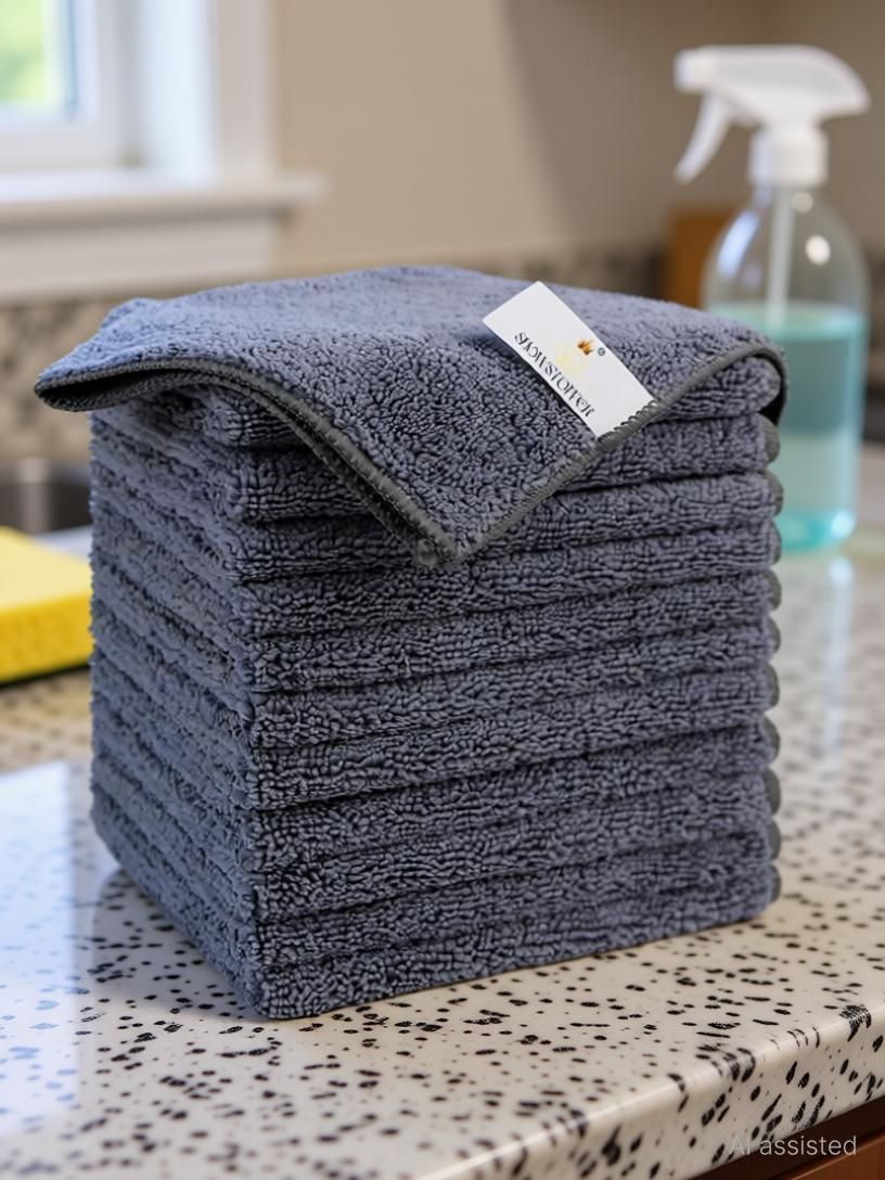Reusable & Durable Grey 30X30 CM Wet and Dry Microfiber Cleaning Cloth-image-46