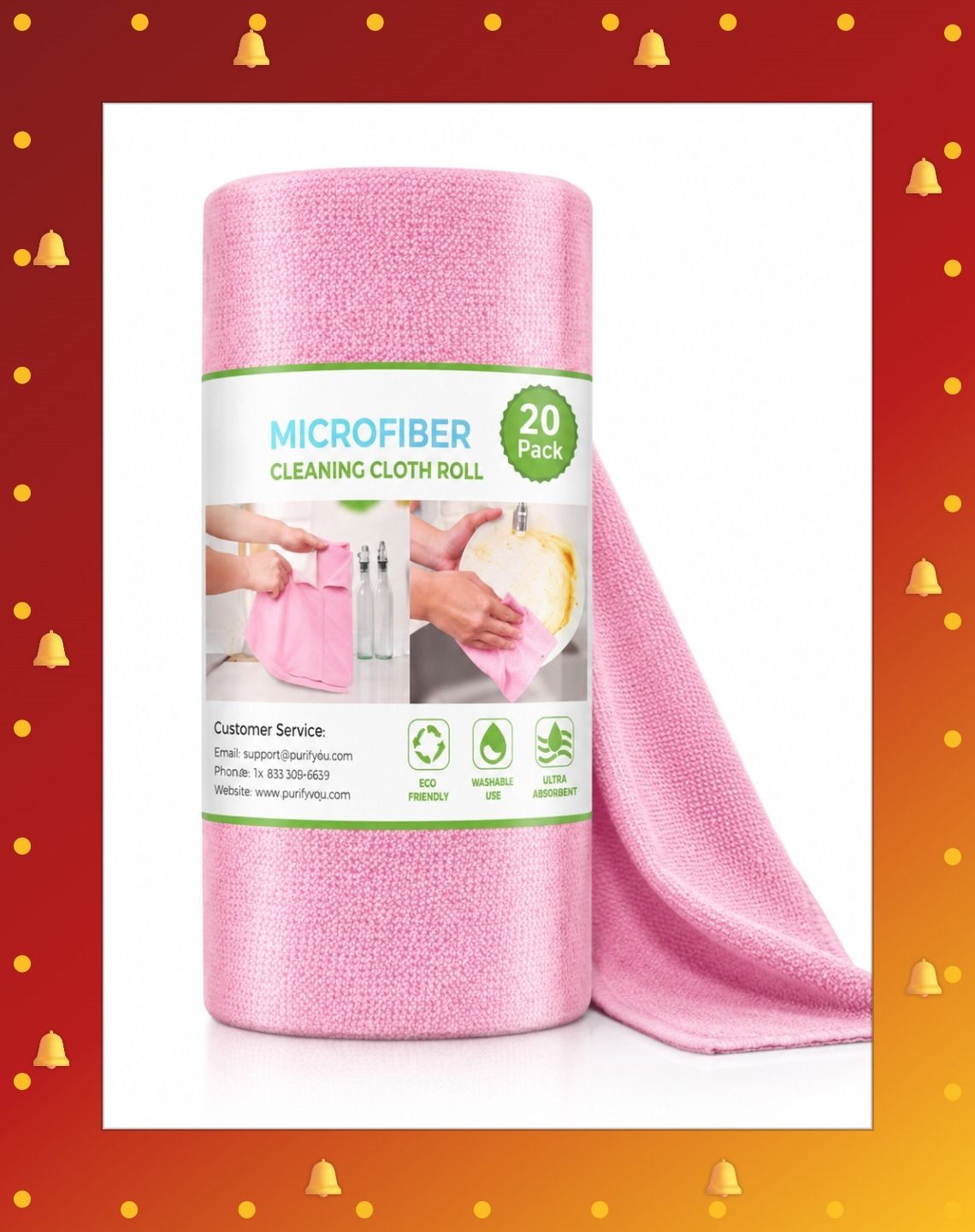 aromix Reusable Microfiber Cleaning Cloth Roll 20 Pack Lint Free Kitchen Cleaning Wipes Dry Microfiber Cleaning Cloth-picture-0