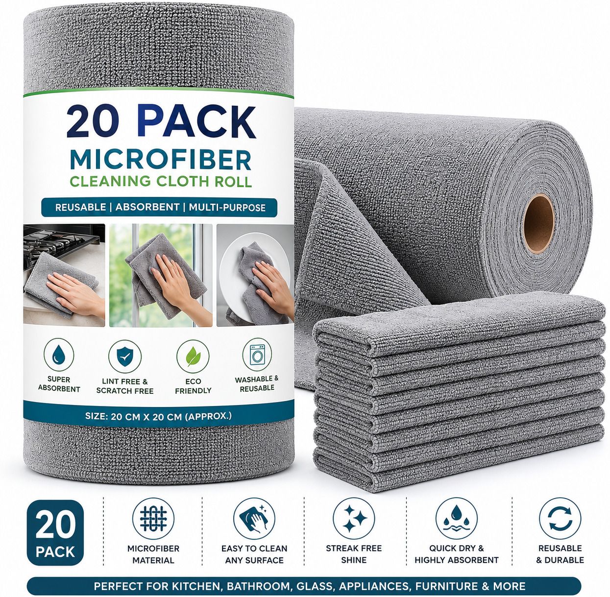 boxwishu Reusable Multi-Purpose Microfiber Cleaning Cloth Roll Dry Microfiber Cleaning Cloth-picture-15