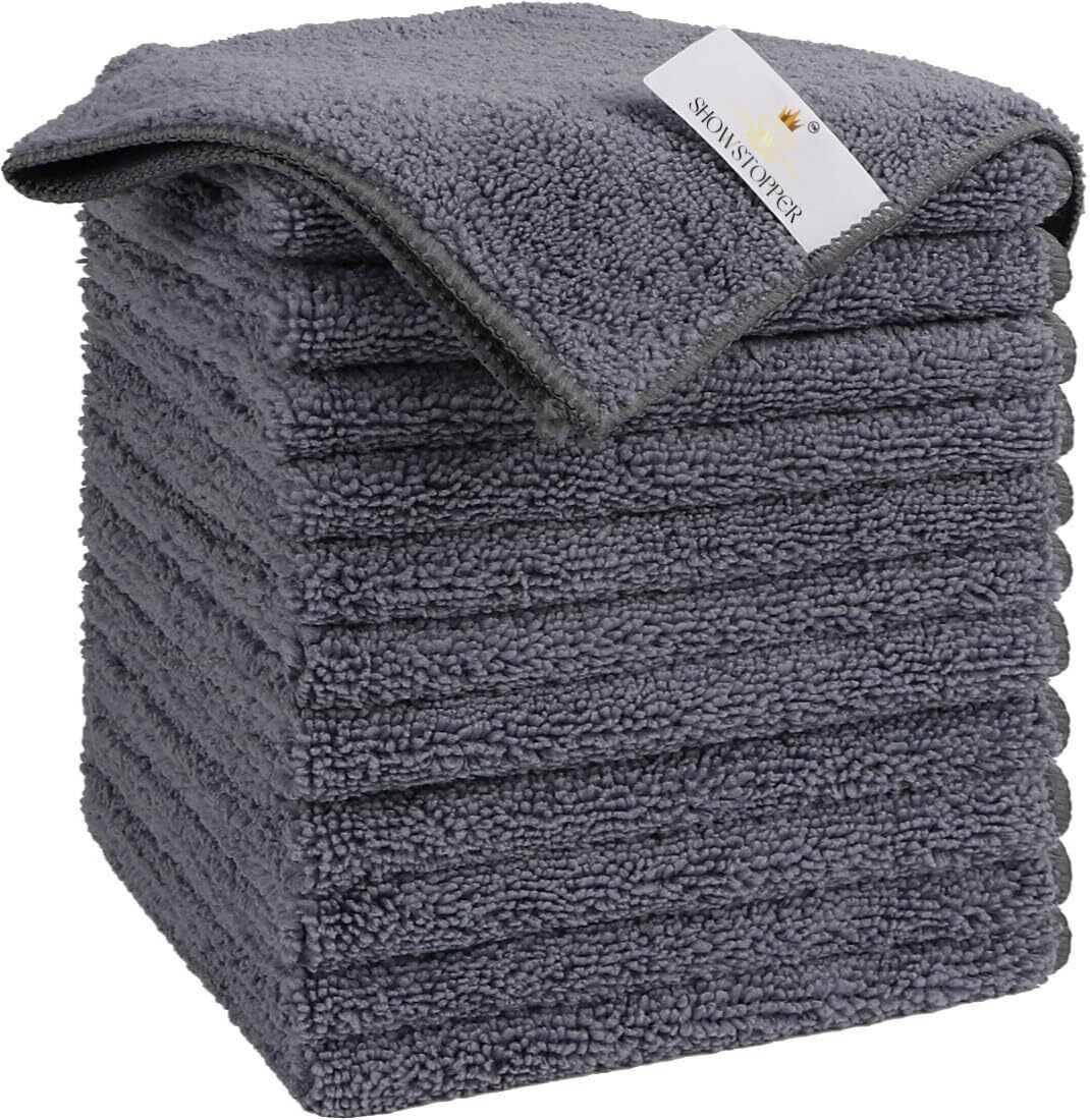 showstopper Gray 250 GSM (40cm x 40cm) Microfiber Towel Dry Microfiber Cleaning Cloth-picture-6