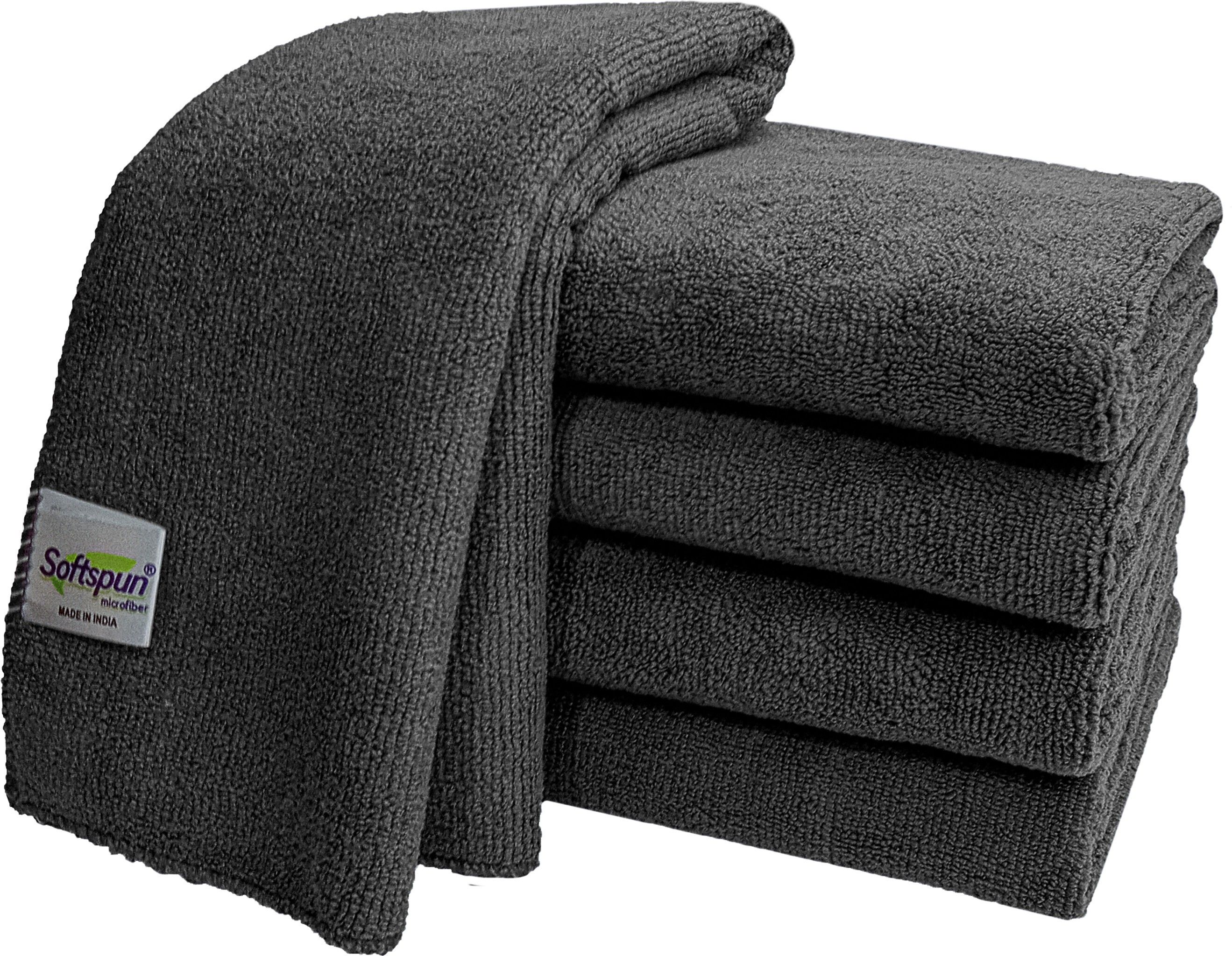 SOFTSPUN Microfiber 40x40cms 340gsm 5pc grey Cloth (5 Units) Dry Microfiber Cleaning Cloth-image-16