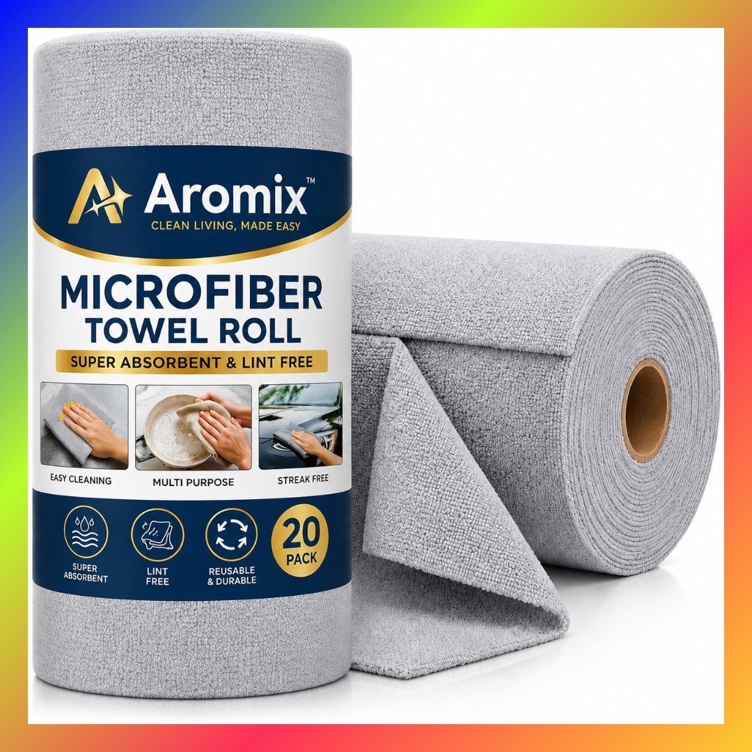 Aromix Super Absorbent Microfiber Towel Roll Reusable Cleaning Wipes 20 Pack Dry Microfiber Cleaning Cloth-picture-2