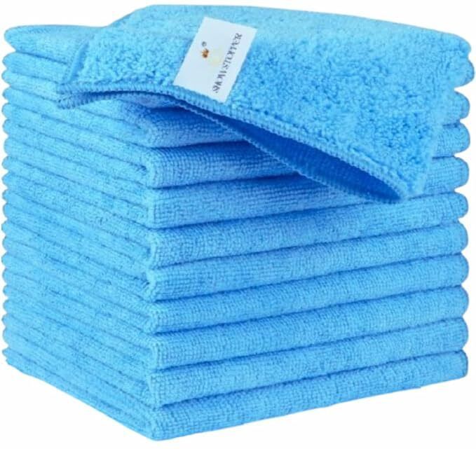 Blue 250 GSM, (30cmX30cm ) Ultra Lint-Free, WashableSoft, Streak-Free Dry Microfiber Cleaning Cloth-image-30