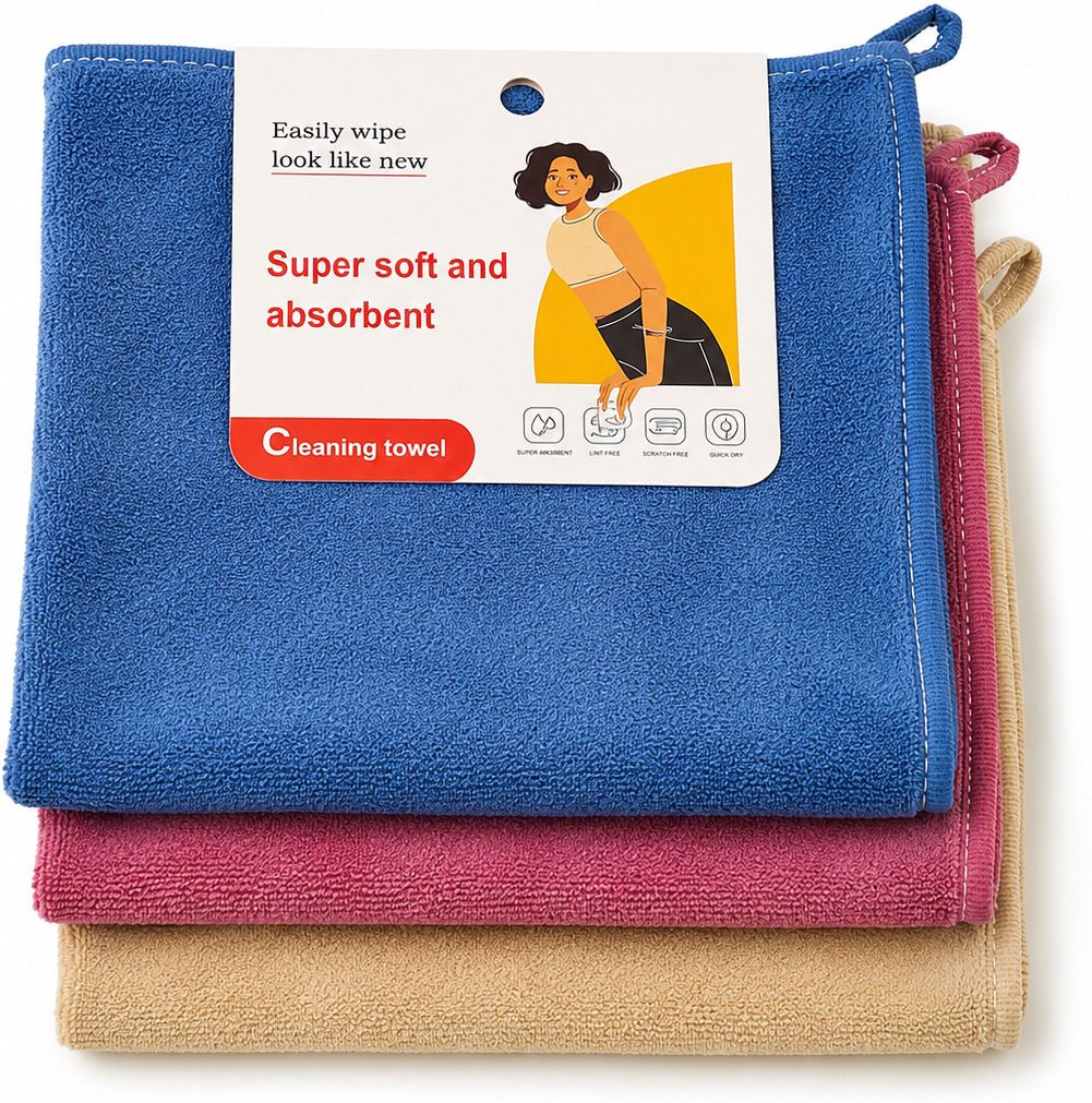 Cleaning Cloth Set of 3 (40 x 30 cm) Wet and Dry Microfiber Cleaning Cloth-image-13