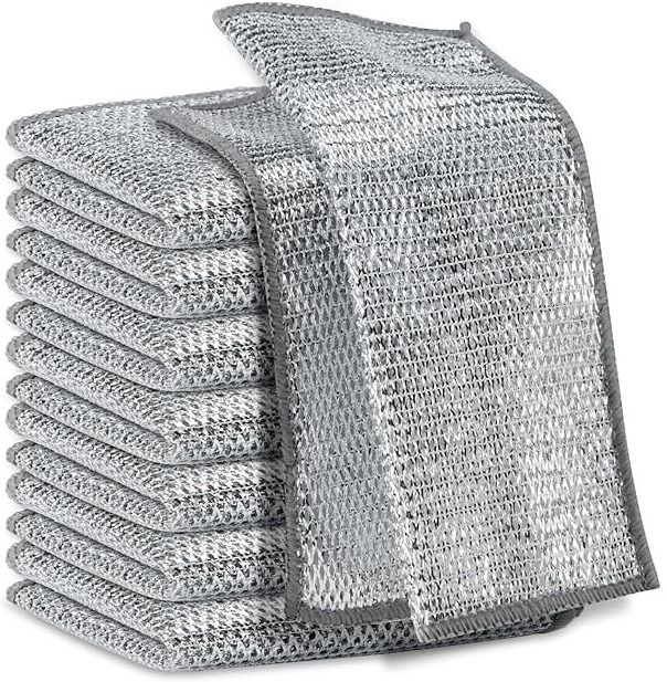 Silver Mesh Scrubbing Cleaning Cloth Set Wet and Dry Stainless Steel Cleaning Cloth-image-21
