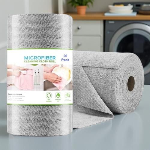clipron Microfiber Cleaning Cloth Roll 20 Piece Reusable Tear Away Kitchen Towels Wet and Dry Microfiber Cleaning Cloth-picture-7