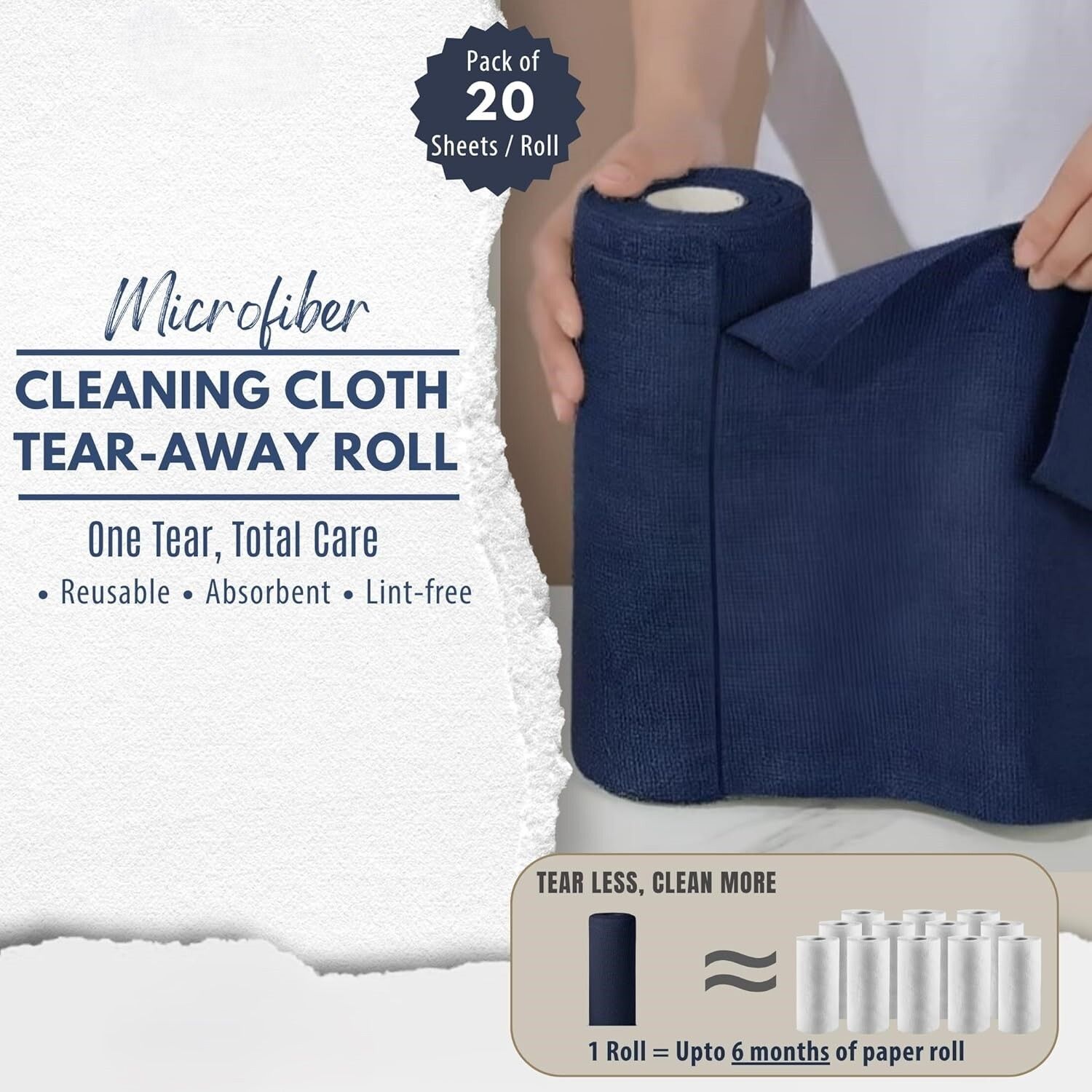 Cleaning Cloth Roll Reusable, Washable Towels, Kitchen and Car (Pack of 1) Dry Microfiber Cleaning Cloth-image-9