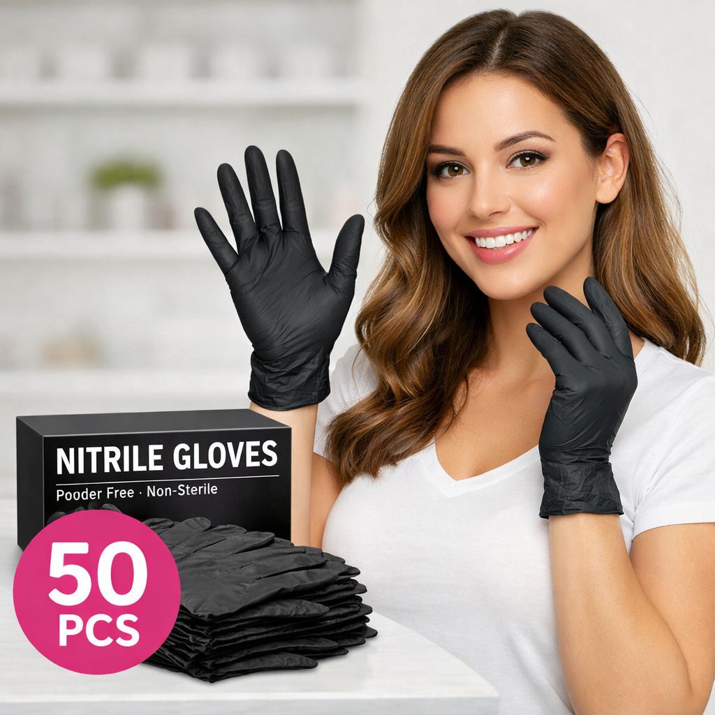 50 Pieces Pack Nitrile Disposable Gloves Wet and Dry Disposable Glove Set-image-10