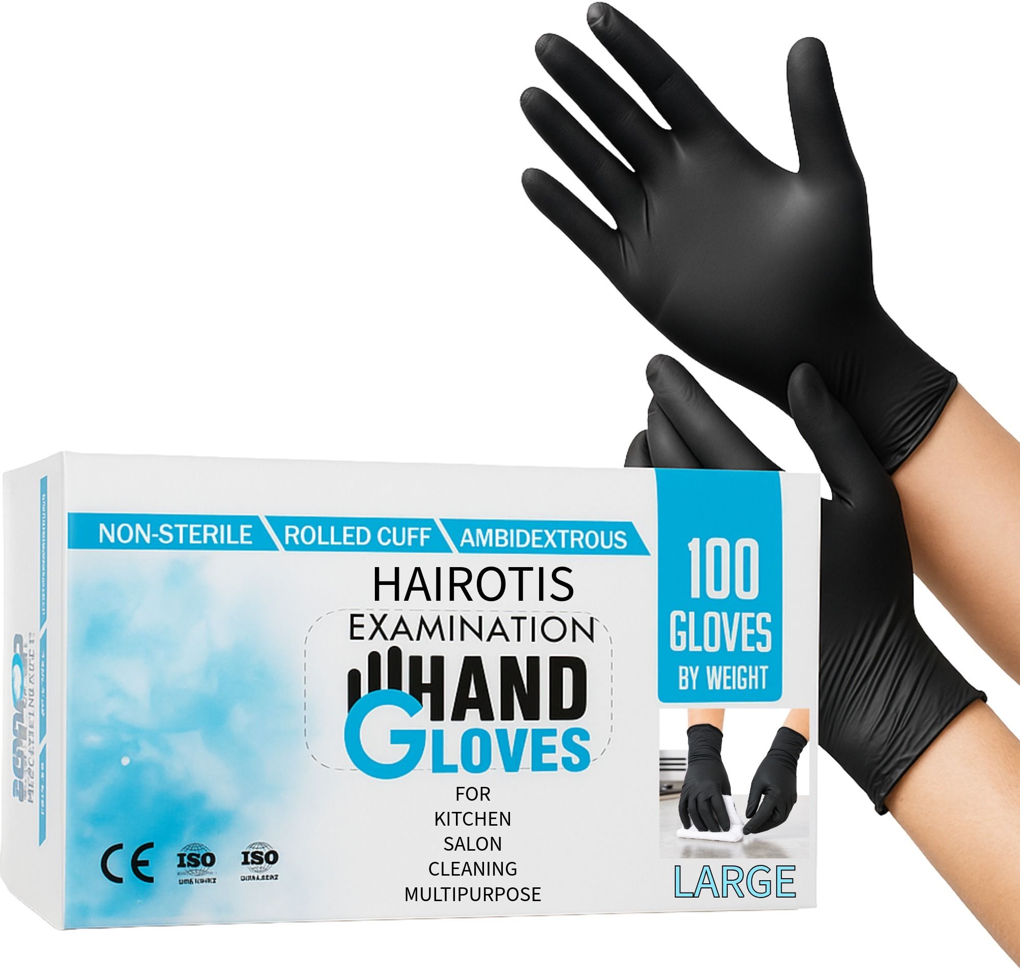 Cleaning Hand Gloves Black Nitrile Powder Free Food Safe for Salon Kitchen Hotel Wet and Dry Disposable Glove Set-image-28