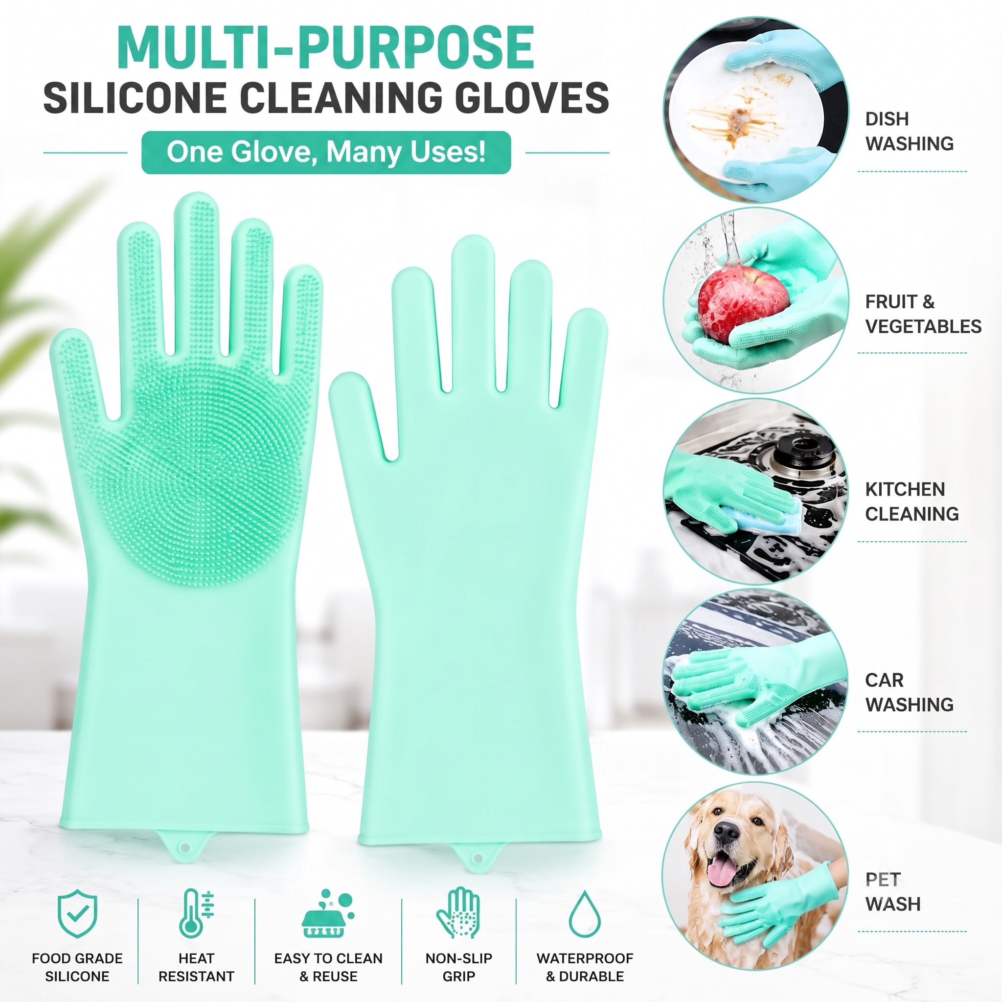 remak MULTI-PURPOSE SILICONE CLEANING GLOVES (PAIR OF 1) Wet and Dry Glove-picture-44