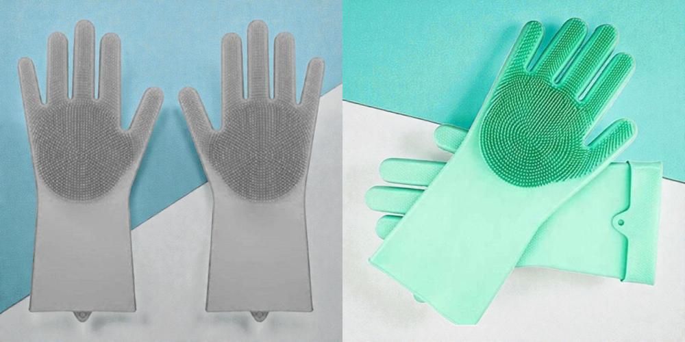 ultrachoice Silicone Dishwashing Reusable Cleaning Scrubber Gloves285 Wet and Dry Disposable Glove Set-picture-7