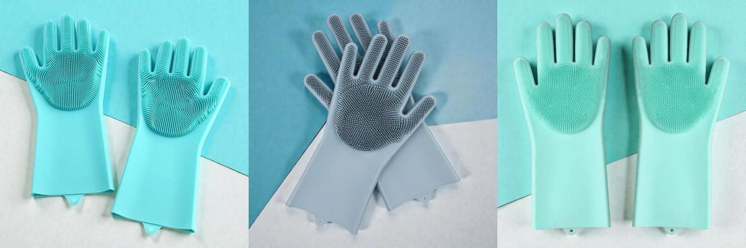 ultrachoice Silicone Dishwashing Reusable Cleaning Scrubber Gloves285 Wet and Dry Disposable Glove Set-picture-13