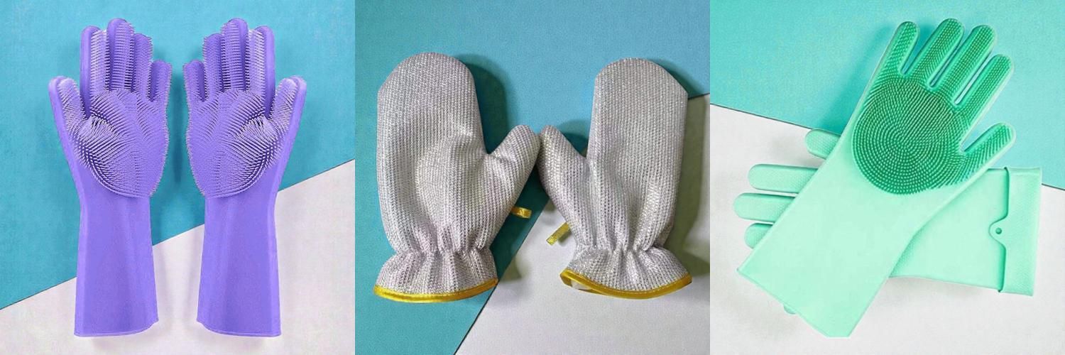 ultrachoice Silicone Dishwashing Reusable Cleaning Scrubber Gloves285 Wet and Dry Disposable Glove Set-picture-6