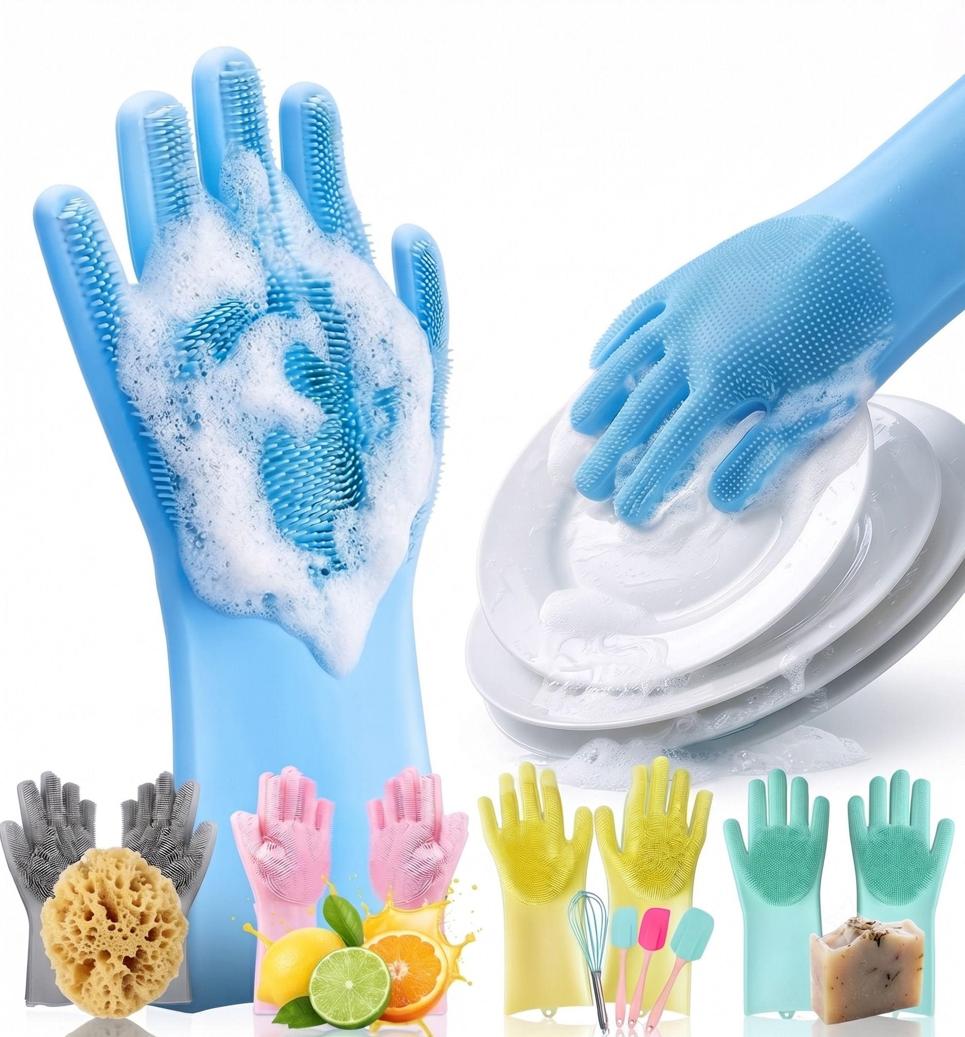 ghian Silicone Scrubbing Gloves for Dishes | Hand Gloves For Kitchen Wet and Dry Glove-picture-24