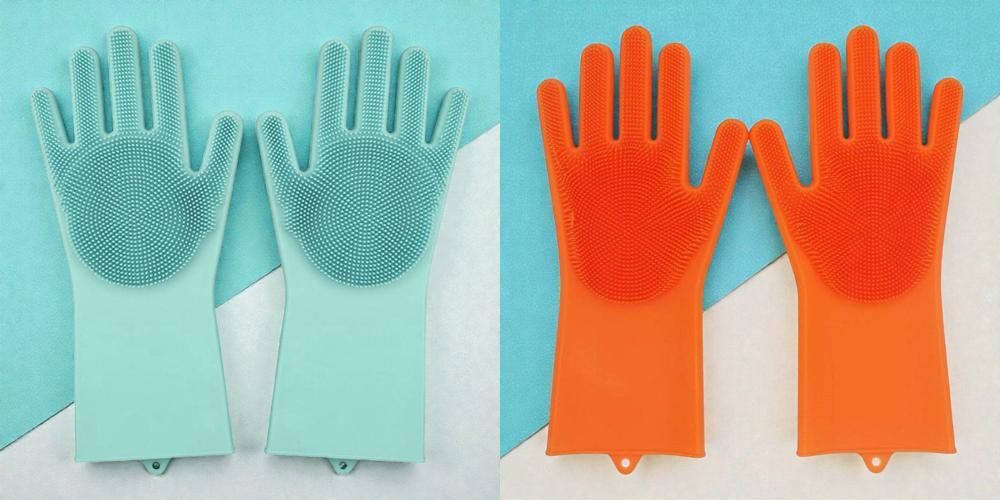 Silicone Dishwashing Reusable Cleaning Scrubber Gloves285 Wet and Dry Disposable Glove Set-image-13