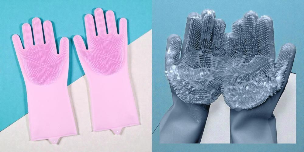 ultrachoice Silicone Dishwashing Reusable Cleaning Scrubber Gloves285 Wet and Dry Disposable Glove Set-picture-17