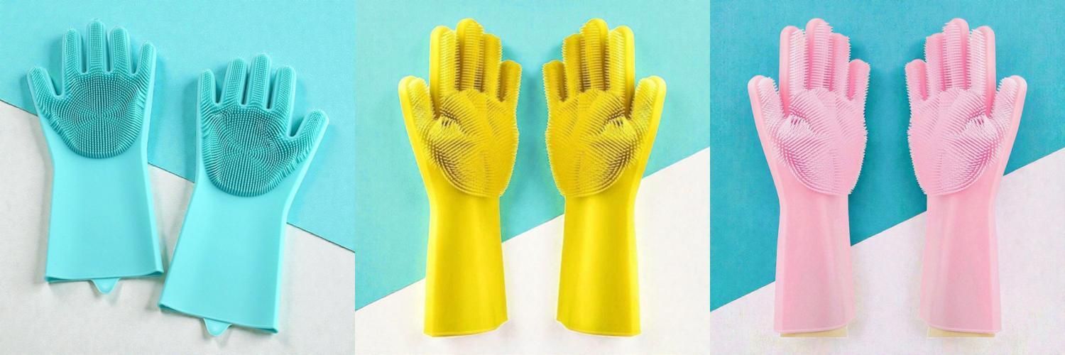ultrachoice Silicone Dishwashing Reusable Cleaning Scrubber Gloves285 Wet and Dry Disposable Glove Set-picture-19