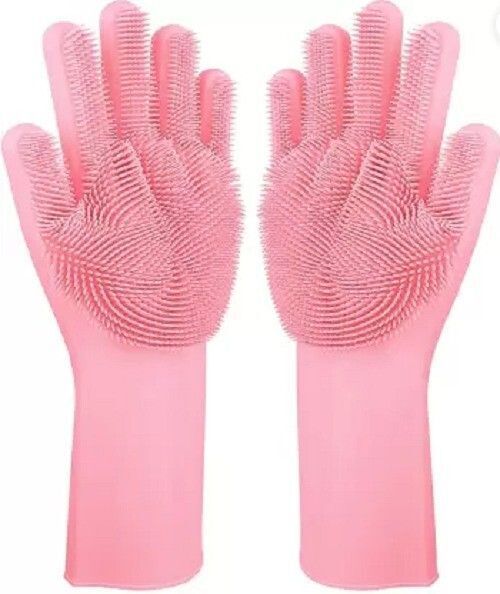 Reusable Rubber Silicon Wash Scrubber Heat Resistant Dish Washing Gloves K2 Wet and Dry Disposable Glove-image-4