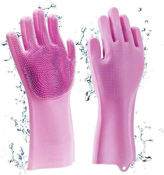Gloves For Washing Dishes- hand gloves for kitchen (Multicolour, 1 Pair) Wet and Dry Glove-image-36