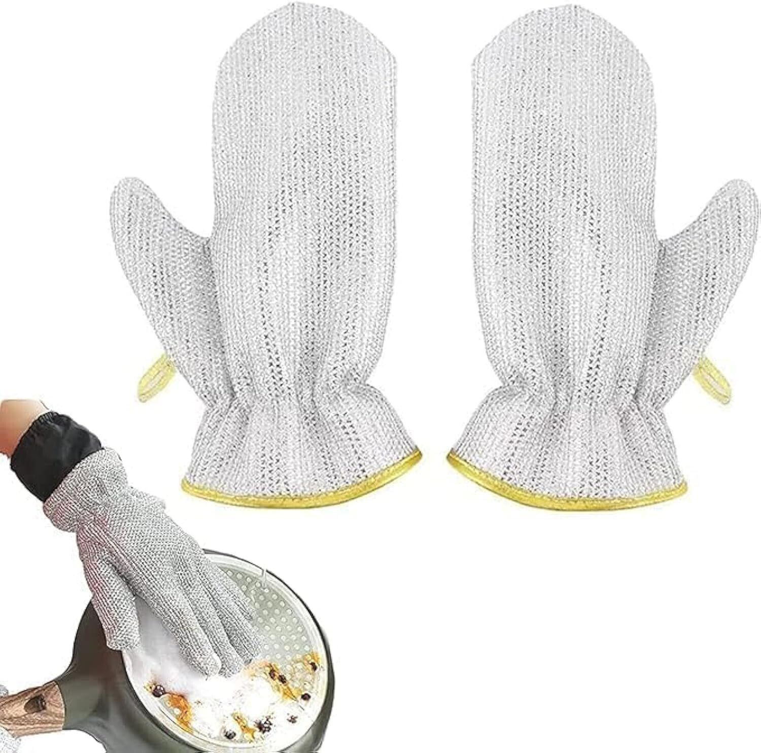 Wire Dishwashing Gloves Non Scratch Kitchen Gloves for Washing Dishes & Utensils Wet and Dry Glove-image-12
