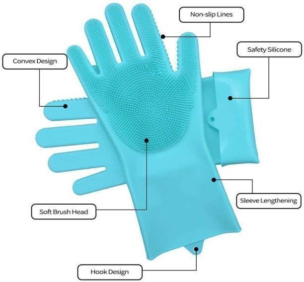 Gloves For Washing Dishes- kitchen gloves for winter (Multicolour, 1 Pair) Wet and Dry Glove-image-39