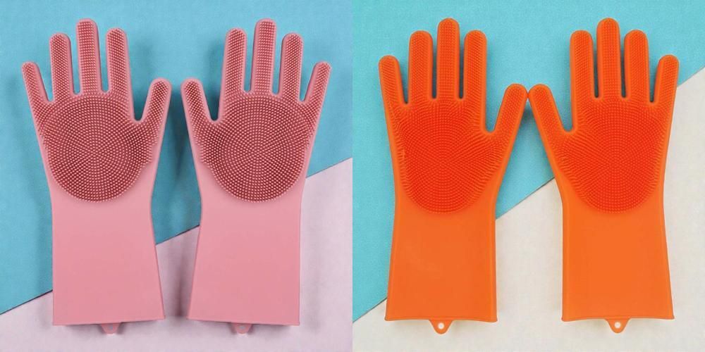 ultrachoice Silicone Dishwashing Reusable Cleaning Scrubber Gloves285 Wet and Dry Disposable Glove Set-picture-1