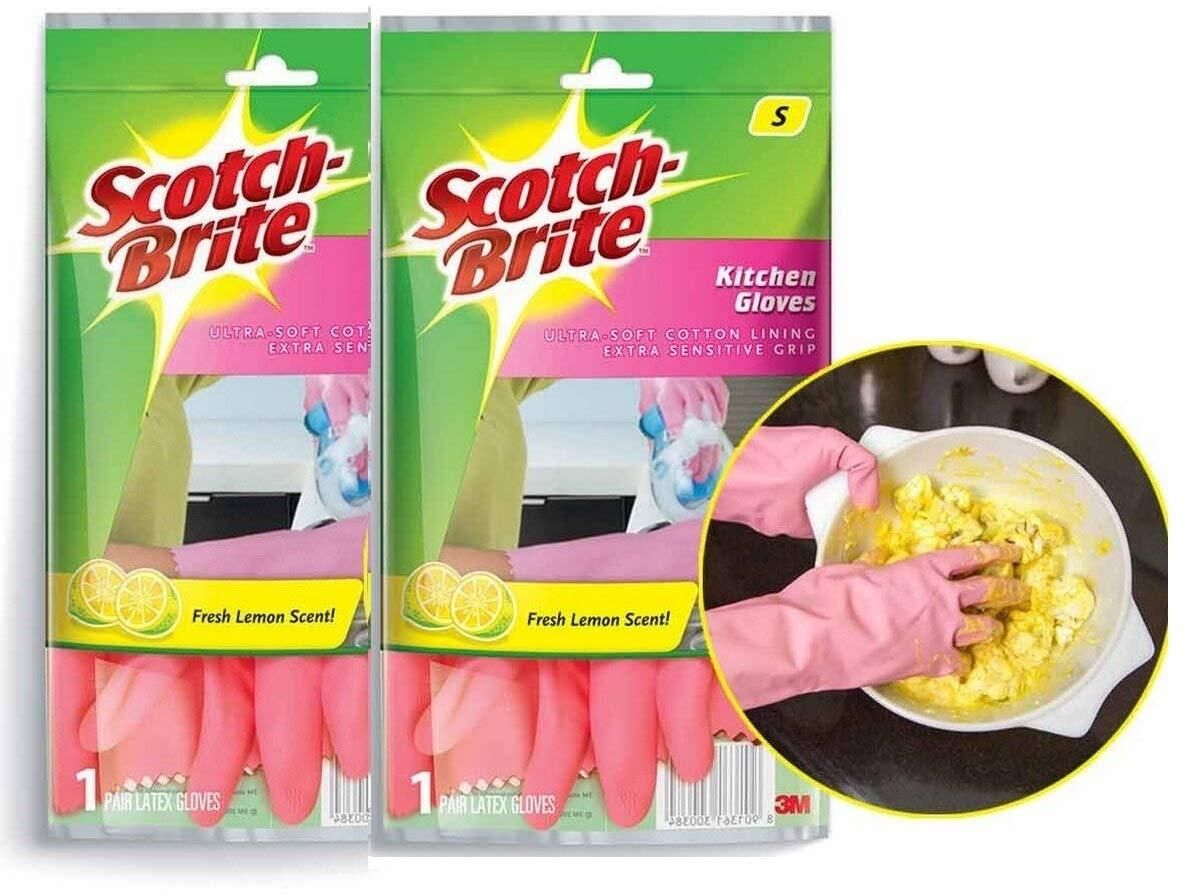 scotch-brite Latex Kitchen Gloves (Pink) Wet and Dry Glove Set-picture-13