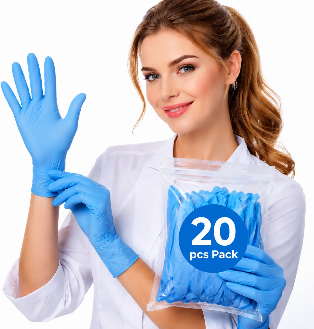 20 Pcs Blue Nitrile Gloves, Latex Free, Free Size, Multipurpose Use Wet and Dry Disposable Glove Set-image-39