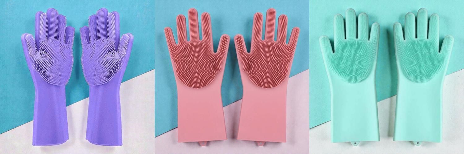 ultrachoice Silicone Dishwashing Reusable Cleaning Scrubber Gloves285 Wet and Dry Disposable Glove Set-picture-27