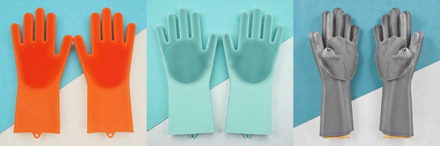 ultrachoice Silicone Dishwashing Reusable Cleaning Scrubber Gloves285 Wet and Dry Disposable Glove Set-picture-14