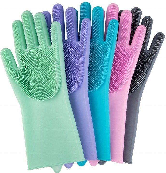 zemlite Magic Silicon Gloves With Scrubber- for Cleaning, Utensils, Wet and Dry Glove-picture-13