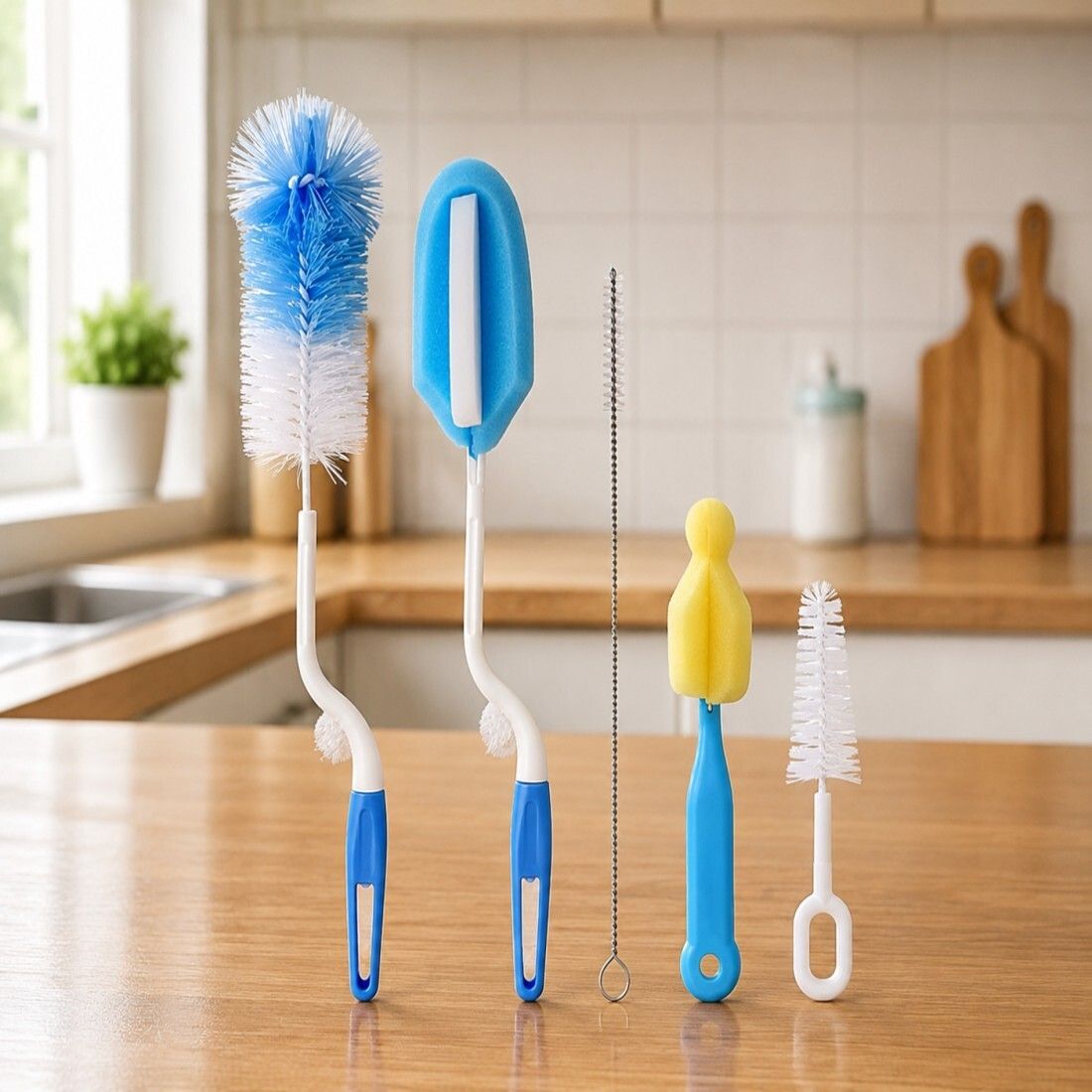 JILSONS 5-in-1 Bottle Cleaning Brush Set for Thermos, Tumbler & Water Flask for Computers-image-2