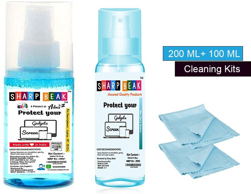Sharp beak GADGETS Cleaning Spray Kit with Microfiber Cloth (200ml + 100ml) for Mobiles, Computers, Laptops-image-0