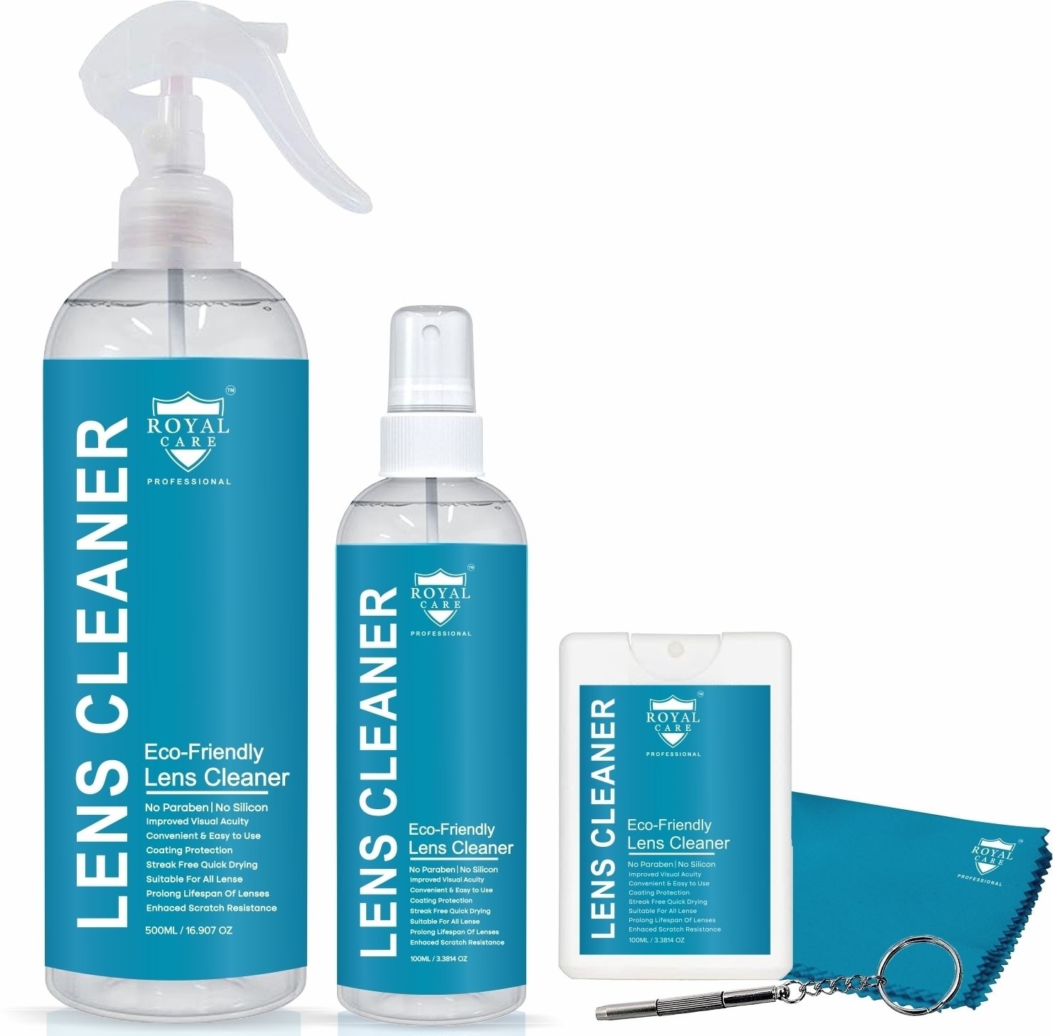 ROYAL CARE PROFESSIONAL Lens Cleaner 500 Ml , 100 Ml, 20 Ml , 1 Cloth ,1 Screwdriver for Computers-image-42