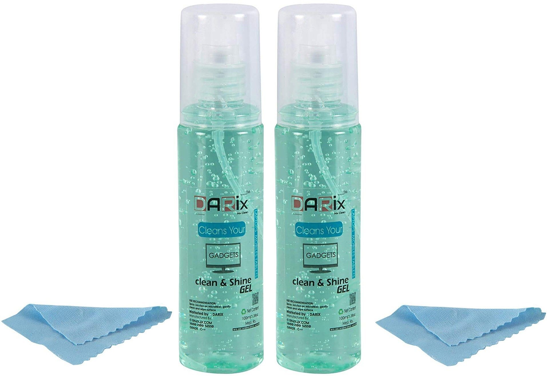 DARix Cleaning Gel Includes Soft Micro Fiber Cloth for Mobile Screen, Laptop Screen, LED TV Screen, iPad Screen, Camera Lens Glass, Sunglass (Pack of 2 100ml+100ml) for Computers-image-40