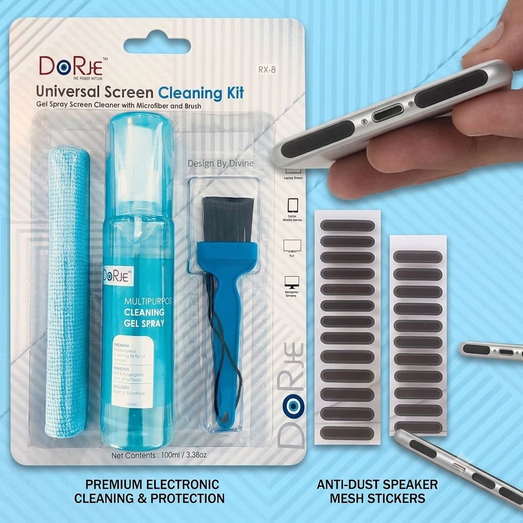 Dorje RX-8 Screen Cleaner Liquid Kit with 20 Phone Speaker Dust Mesh Protection Combo for Mobiles-image-45