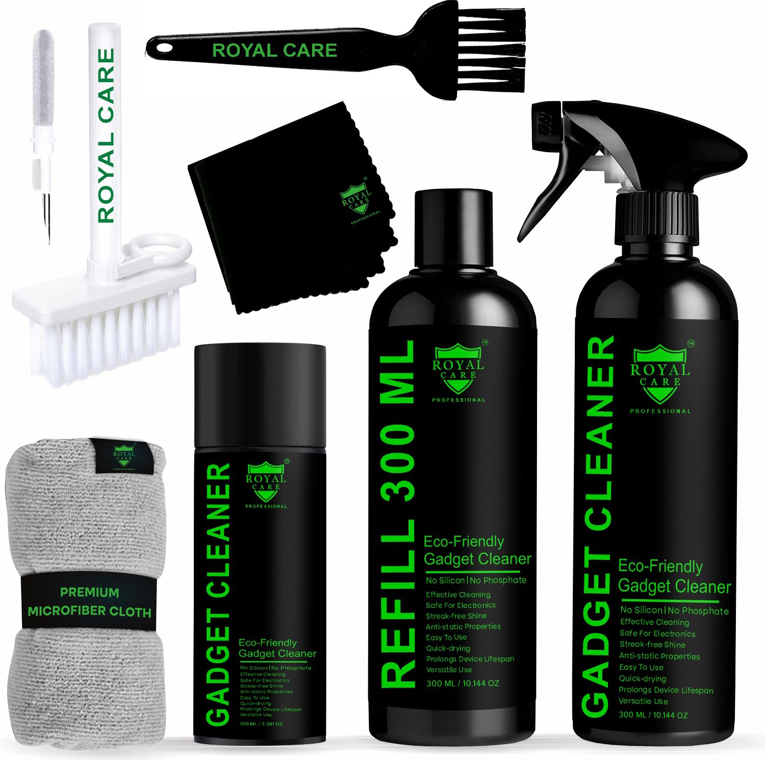 ROYAL CARE PROFESSIONAL Gadget Cleaner 100 Ml And Cleaner 300 Ml , Refill 300 Ml , Cloth , Brush for Computers-image-15