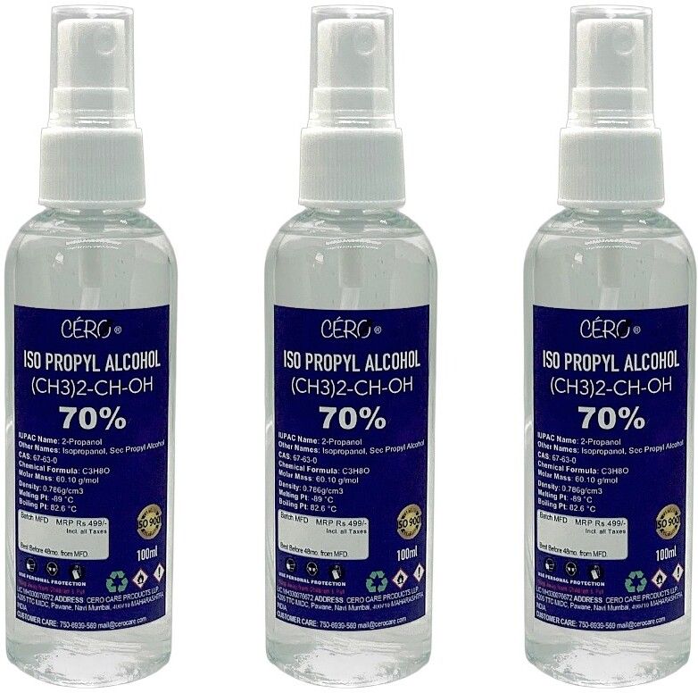 CERO ® ISOPROPYL ALCOHOL 70% Pure [(CH3)2-CH-OH] CAS: 67-63-0 (100ml) 3pcs for Computers, Laptops, Mobiles-image-44